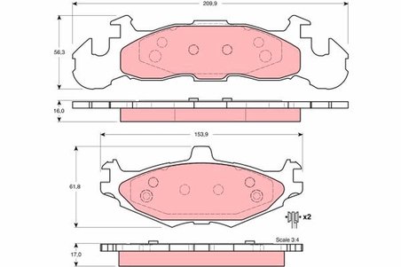 SET PLACUTE FRANA TRW GDB4003 - Compatibil cu CHRYSLER, DODGE, PLYMOUTH