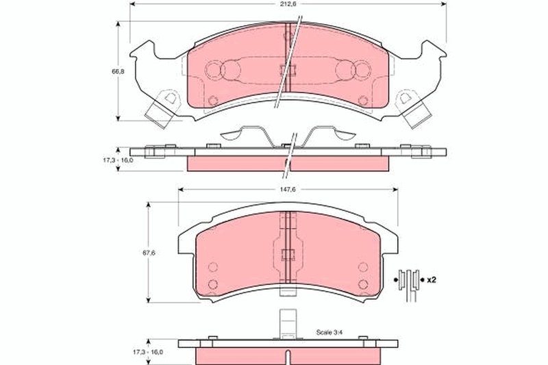 SET PLACUTE FRANA TRW GDB4054 - Compatibil cu BUICK, CADILLAC, CHEVROLET, OLDSMOBILE, PONTIAC