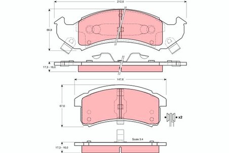 SET PLACUTE FRANA TRW GDB4054 - Compatibil cu BUICK, CADILLAC, CHEVROLET, OLDSMOBILE, PONTIAC