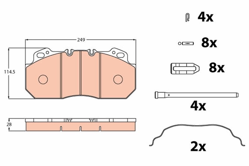 SET PLACUTE FRANA TRW GDB5019 - Compatibil cu DENNIS, IRISBUS, MAN, RENAULT TRUCKS, VOLVO