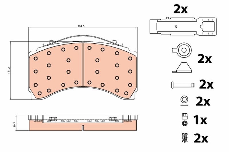 SET PLACUTE FRANA TRW GDB5117 - Compatibil cu MAN, MERCEDES-BENZ