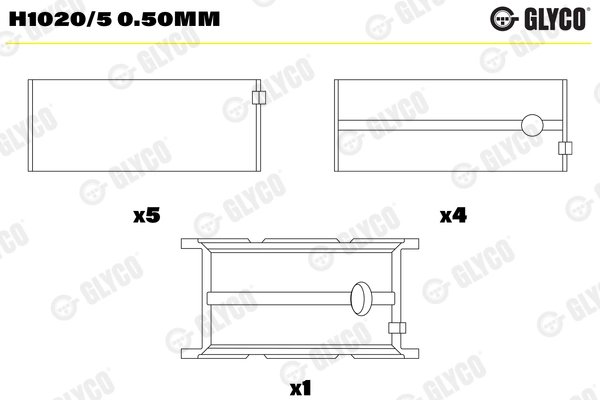 Cuzineti arbore cotit Glyco H1020/5 0.50mm