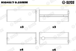 CUZINETI ARBORE COTIT GLYCO H1048/7 0.25MM - Compatibil cu FIAT, IVECO, NEW HOLLAND