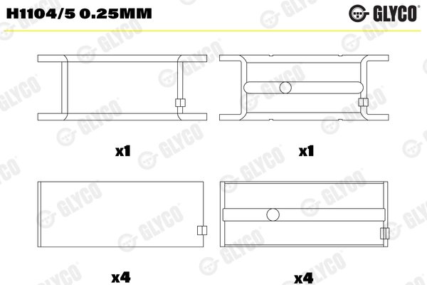 CUZINETI ARBORE COTIT GLYCO H1104/5 0.25MM - Compatibil cu CITROEN, EICHER, FIAT, IVECO, MULTICAR, NAC IVECO (NAVECO), OPEL, OPT