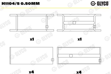 CUZINETI ARBORE COTIT GLYCO H1104/5 0.50MM - Compatibil cu CITROEN, EICHER, FIAT, IVECO, MULTICAR, NAC IVECO (NAVECO), OPEL, OPT