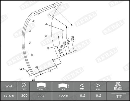 SET GARNITURI DE FRICTIUNE FRANA TAMBUR BERAL KBL17351.1-1561 - Compatibil cu MERCEDES-BENZ