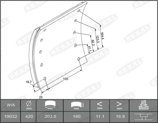 SET GARNITURI DE FRICTIUNE FRANA TAMBUR BERAL KBL19032.1-1560 - Piesa auto compatibila cu mai multe marci
