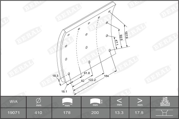 SET GARNITURI DE FRICTIUNE FRANA TAMBUR BERAL KBL19071.2-1627 - Compatibil cu VOLVO