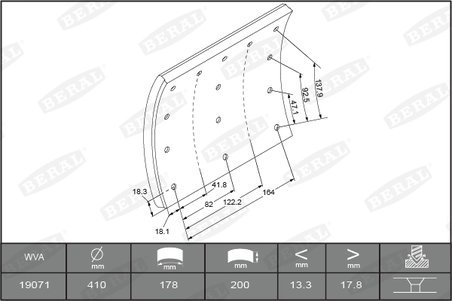 SET GARNITURI DE FRICTIUNE FRANA TAMBUR BERAL KBL19071.2-1627 - Compatibil cu VOLVO