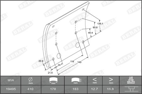 Set garnituri de frictiune frana tambur Beral KBL19495.0-157
