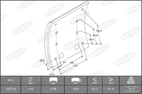 SET GARNITURI DE FRICTIUNE FRANA TAMBUR BERAL KBL19713.1-1560 - Compatibil cu MAN, MERCEDES-BENZ