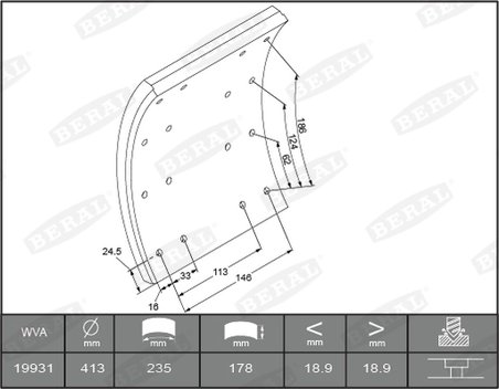 SET GARNITURI DE FRICTIUNE FRANA TAMBUR BERAL KBL19931.1-1637 - Compatibil cu SCANIA