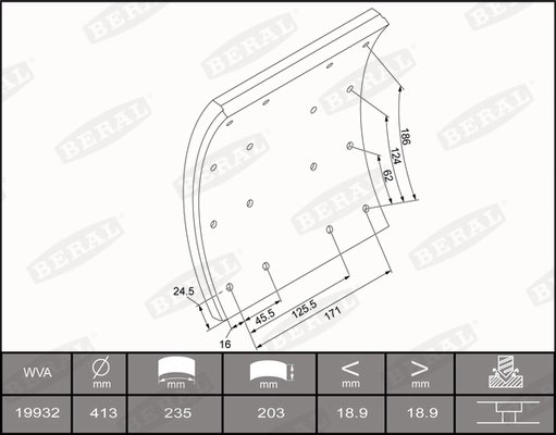 SET GARNITURI DE FRICTIUNE FRANA TAMBUR BERAL KBL19932.1-1637 - Compatibil cu MERCEDES-BENZ, SCANIA