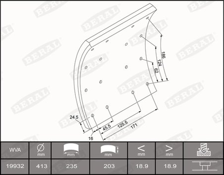 SET GARNITURI DE FRICTIUNE FRANA TAMBUR BERAL KBL19932.1-1637 - Compatibil cu MERCEDES-BENZ, SCANIA