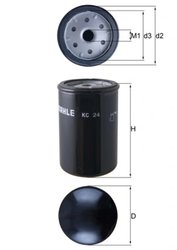 FILTRU COMBUSTIBIL MAHLE KC 24 - Compatibil cu AGCO ALLIS, AGRALE, ASKAM, BMC, DAF, DEUTZ-FAHR, FENDT, FIAT, FORD, GAZ, HEULIEZ,