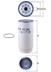FILTRU COMBUSTIBIL MAHLE KC 296D - Compatibil cu CASE IH, DAF, GINAF, NEW HOLLAND, SOLARIS, VAN HOOL
