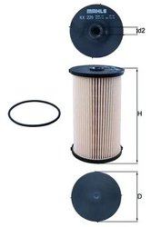 FILTRU COMBUSTIBIL MAHLE KX 220D - Compatibil cu AUDI, SEAT, SKODA, VW