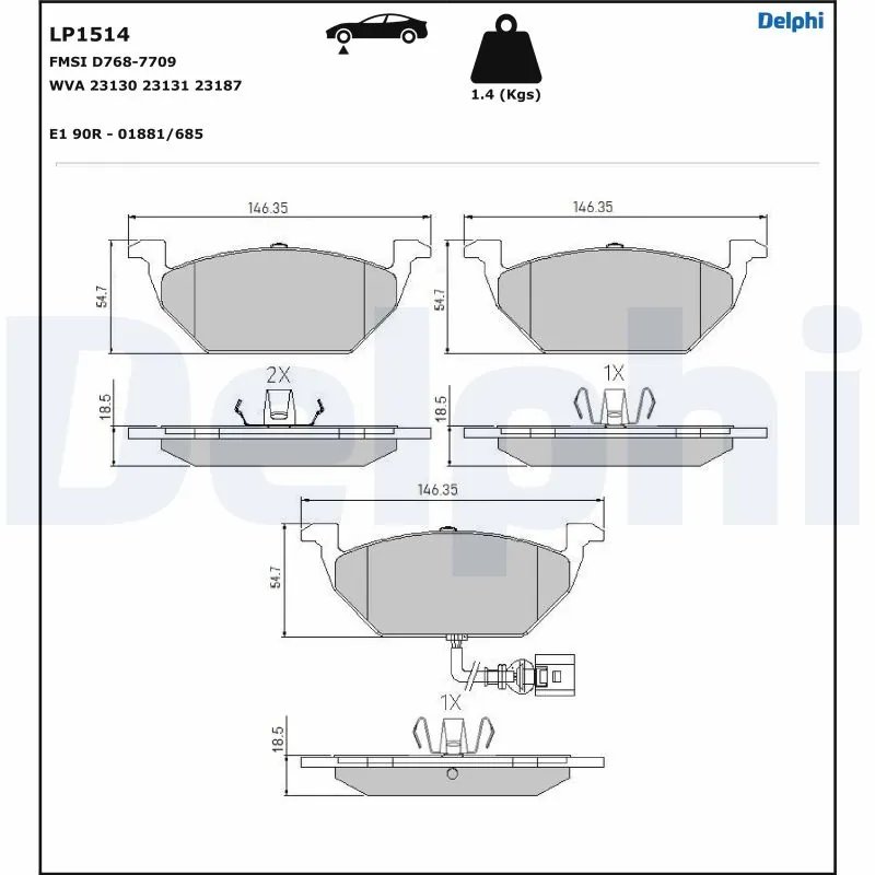 Set placute frana Delphi LP1514