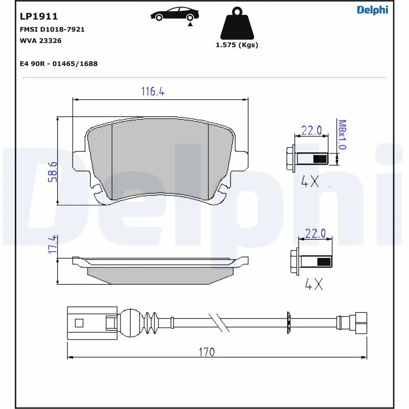 SET PLACUTE FRANA DELPHI LP1911 - Compatibil cu VW