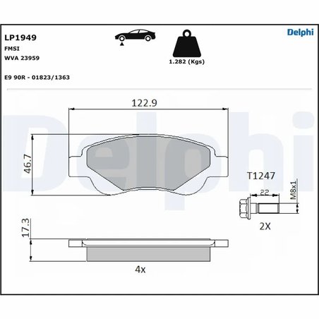 SET PLACUTE FRANA DELPHI LP1949 - Compatibil cu BYD, CITROEN, GLEAGLE, PEUGEOT, TOYOTA