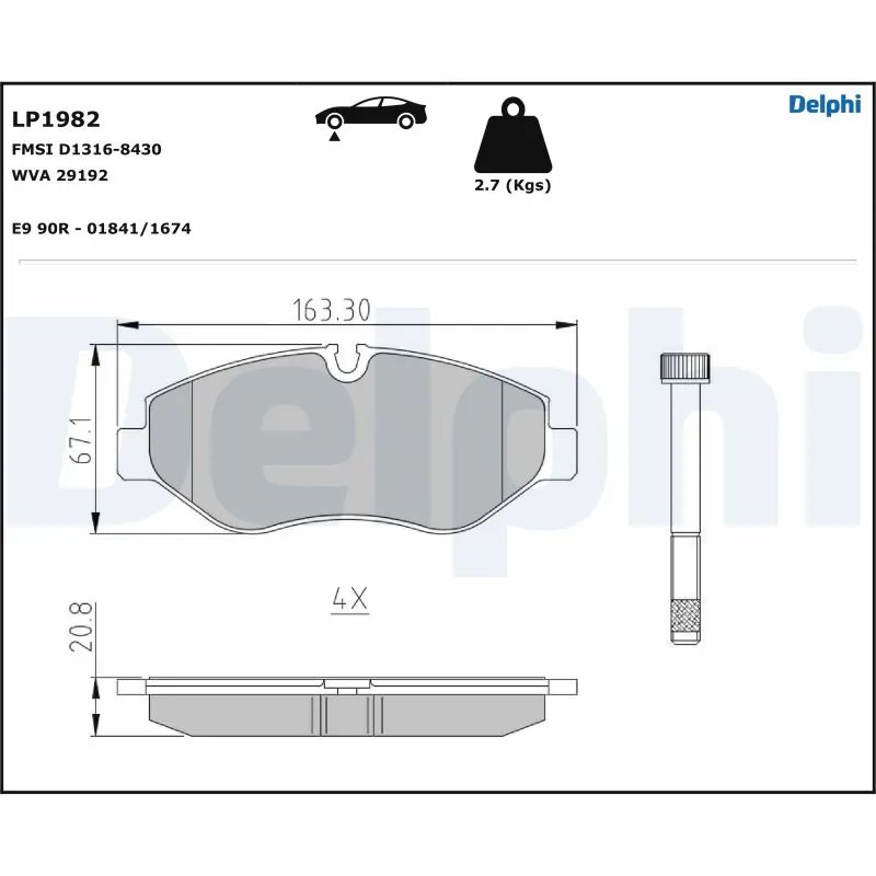 SET PLACUTE FRANA DELPHI LP1982 - Compatibil cu MERCEDES-BENZ, MERCEDES-BENZ (FJDA), VW
