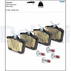 SET PLACUTE FRANA DELPHI LP2147 - Compatibil cu CITROEN, PEUGEOT