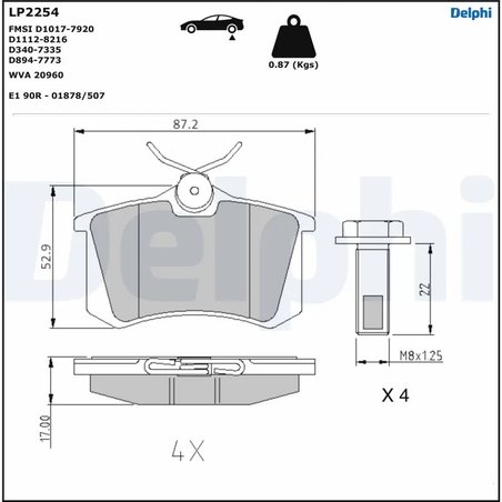 SET PLACUTE FRANA DELPHI LP2254 - Compatibil cu AUDI, CITROEN, DS, EMGRAND, GEELY, MG, MG (SAIC), PEUGEOT, PEUGEOT (DF-PSA), REN