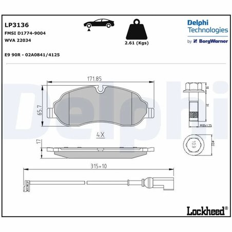 SET PLACUTE FRANA DELPHI LP3136 - Compatibil cu FORD
