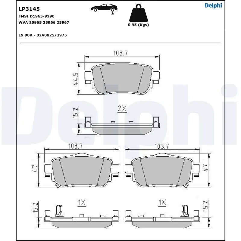 SET PLACUTE FRANA DELPHI LP3145 - Compatibil cu NISSAN, RENAULT