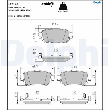 SET PLACUTE FRANA DELPHI LP3145 - Compatibil cu NISSAN, RENAULT