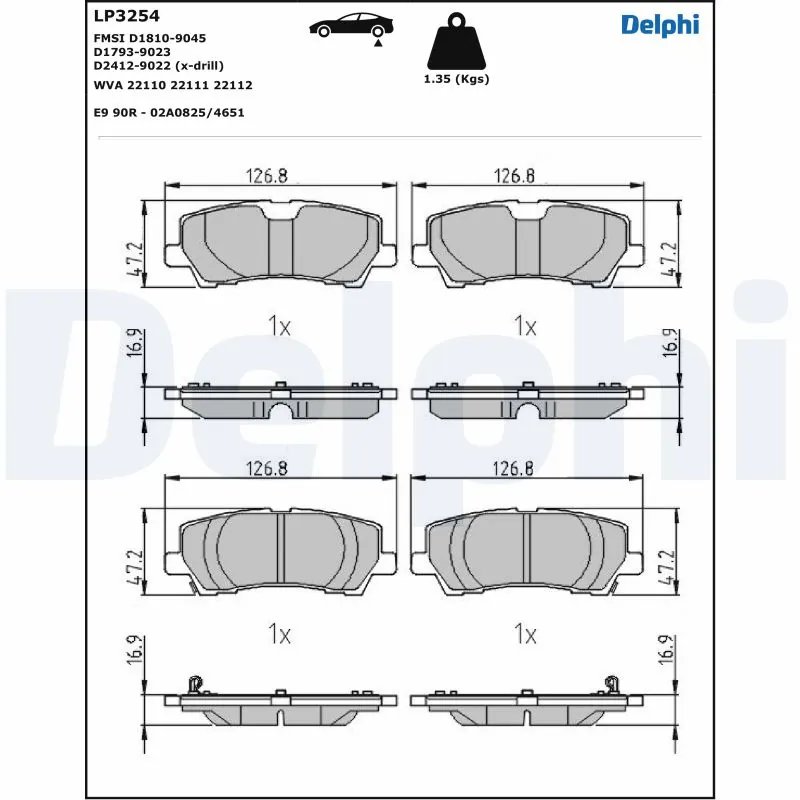 SET PLACUTE FRANA DELPHI LP3254 - Compatibil cu FORD USA