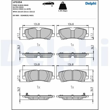 SET PLACUTE FRANA DELPHI LP3254 - Compatibil cu FORD USA