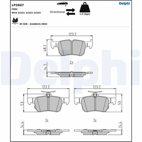 SET PLACUTE FRANA DELPHI LP3607 - Compatibil cu FORD