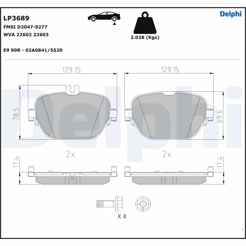 SET PLACUTE FRANA DELPHI LP3689 - Compatibil cu MERCEDES-BENZ, MERCEDES-BENZ (BBDC)