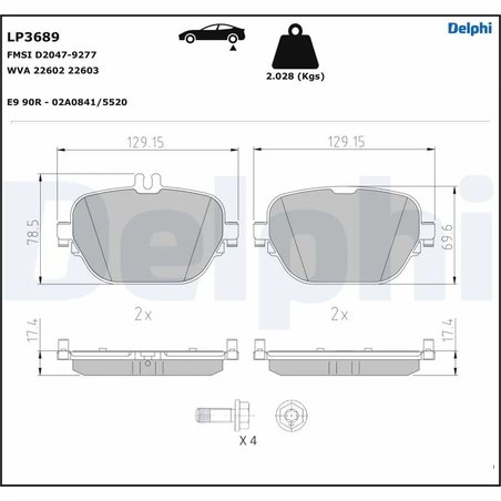 SET PLACUTE FRANA DELPHI LP3689 - Compatibil cu MERCEDES-BENZ, MERCEDES-BENZ (BBDC)