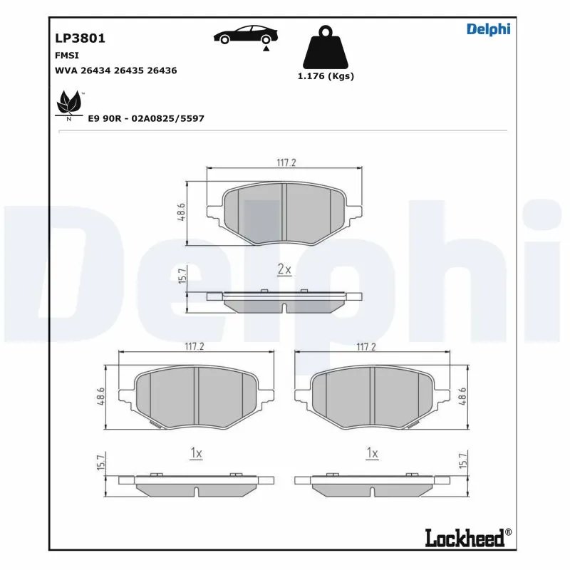 SET PLACUTE FRANA DELPHI LP3801 - Compatibil cu MG, MG (SAIC), ROEWE (SAIC)