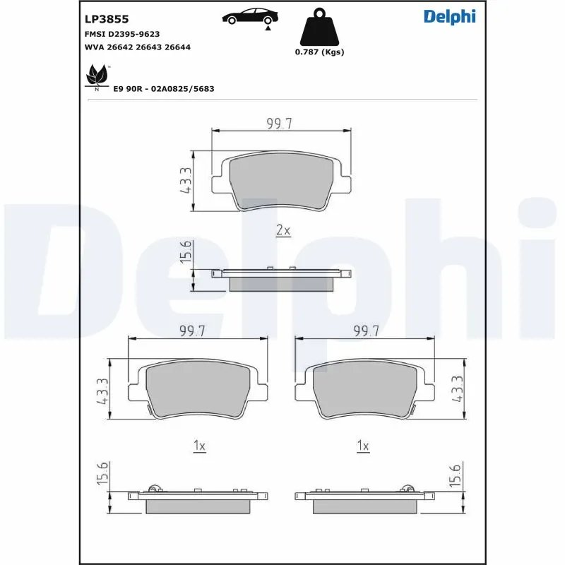 SET PLACUTE FRANA DELPHI LP3855 - Compatibil cu HYUNDAI
