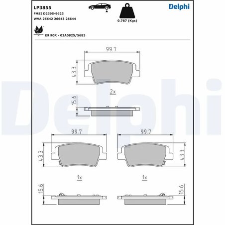 SET PLACUTE FRANA DELPHI LP3855 - Compatibil cu HYUNDAI