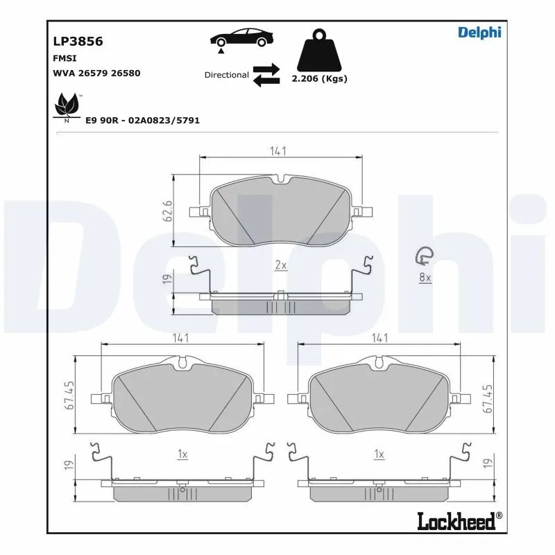 SET PLACUTE FRANA DELPHI LP3856 - Compatibil cu MERCEDES-BENZ
