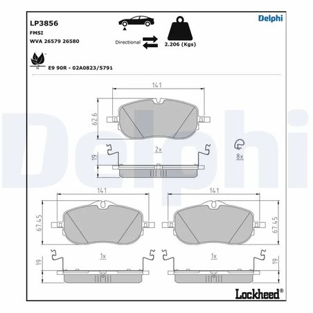 SET PLACUTE FRANA DELPHI LP3856 - Compatibil cu MERCEDES-BENZ