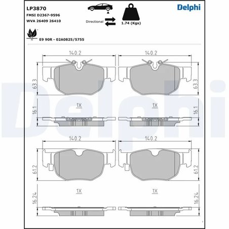 SET PLACUTE FRANA DELPHI LP3870 - Compatibil cu JAGUAR, LAND ROVER