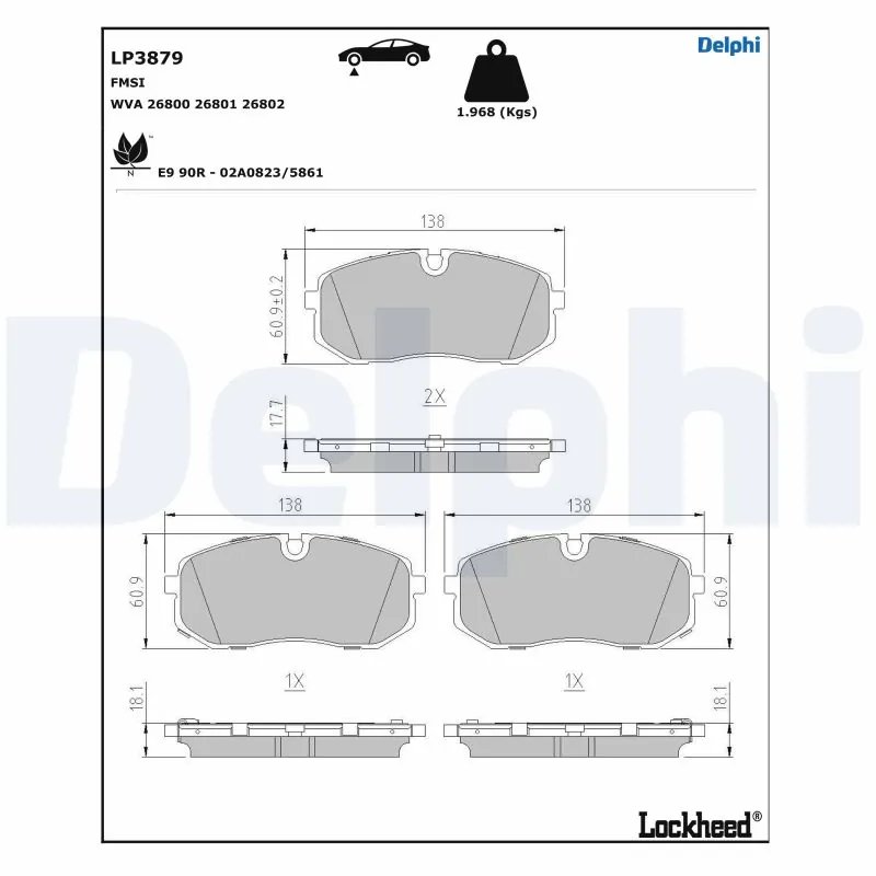 SET PLACUTE FRANA DELPHI LP3879 - Compatibil cu HYUNDAI