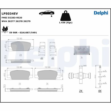 SET PLACUTE FRANA DELPHI LP5034EV - Compatibil cu TESLA