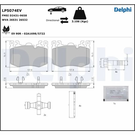 SET PLACUTE FRANA DELPHI LP5074EV - Compatibil cu POLESTAR