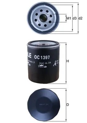 FILTRU ULEI MAHLE OC 1397 - Compatibil cu ALFA ROMEO, CITROEN, FIAT, HAVAL, JEEP, OPEL, PEUGEOT, TOYOTA, VAUXHALL