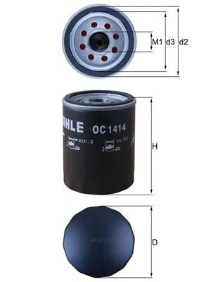 FILTRU ULEI MAHLE OC 1414 - Compatibil cu FORD