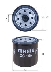 FILTRU ULEI MAHLE OC 195 - Compatibil cu ASIA MOTORS, CHEVROLET, DACIA, DONGFENG (DFAC), FORD, FORD ASIA & OCEANIA, FORD AUSTRAL