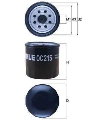 FILTRU ULEI MAHLE OC 215 - Compatibil cu BEDFORD, CHANGAN, CHERY, CHEVROLET, DAEWOO, DAIHATSU, GEO, HAFEI, INNOCENTI, LANDINI, M