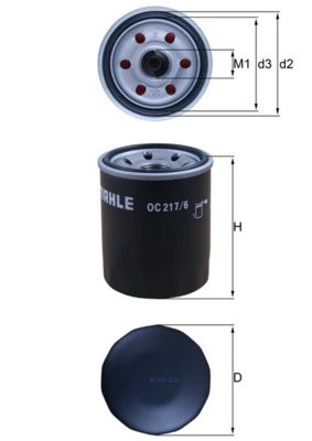 FILTRU ULEI MAHLE OC 217/6 - Compatibil cu CHEVROLET, FIAT, GEELY, PERODUA, SANTANA, SUZUKI, TOYOTA