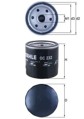 FILTRU ULEI MAHLE OC 232 - Compatibil cu FORD, FORD AUSTRALIA, LDV, MAZDA, METROCAB